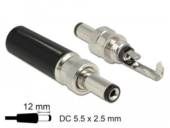 Delock Connector DC 5.5 x 2.5 mm with 12.0 mm length male soldering version