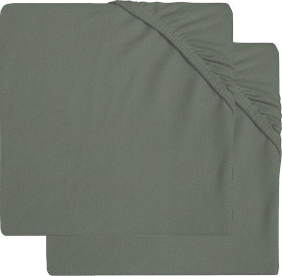 Jollein Jersey Hoeslaken Boxmatras - 2 Stuks - Ash Green - 75x95cm