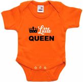 Bellatio Decorations Little queen Koningsdag romper met kroontje oranje - babys - Kingsday baby rompers / kleding 80