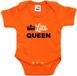 Bellatio Decorations Little queen Koningsdag romper met kroontje oranje - babys - Kingsday baby rompers / kleding 80