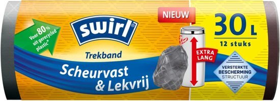 Swirl Afvalzakken met Trekband XL 30 liter 12 stuks