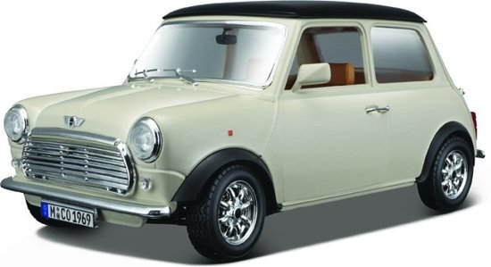 Bburago Mini Cooper 1969 1:18 creme/zwart