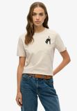 Superdry Psychic Readings T-shirt Dames Pumice Stone Beige UK14-EU42