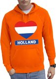 Bellatio Decorations Shoppartners Bv Oranje Holland hart vlag hoodie / hooded sweater heren 2XL