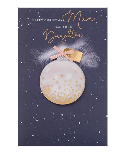 UK Greetings UK Greetings Kerstkaart voor mama van dochter - ontwerp met veren kerstballen