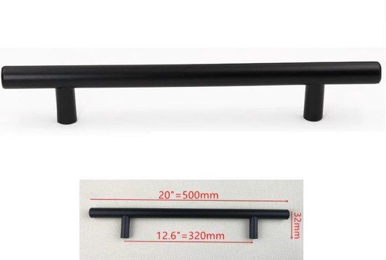 Handgreep zwart 50cm | Handgrepen Kast | Deurgreep Staal