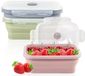 Ibenzoa® Set de boîtes de conservation pliables – 3 pièces de 550 ml avec couvercle en silicone, sans BPA, silicone de qualité alimentaire, adapté aux températures de 40–240 °C, pliable à 2,8 cm, adapté au micro-ondes, au congélateur et au lave-vaisselle