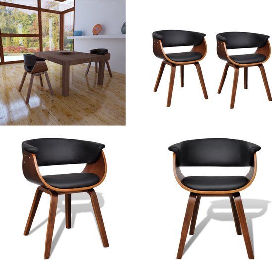 vidaXL Eetkamerstoelen 2 stuks gebogen hout en kunstleer