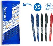 Pilot FriXion Ball Uitwisbare Pen - 0,7mm - 5 Stuks - Blauw, Zwart, Rood