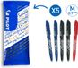 Pilot FriXion Ball Uitwisbare Pen - 0,7mm - 5 Stuks - Blauw, Zwart, Rood