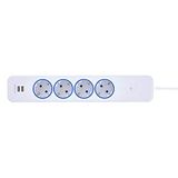 Blaupunkt Stekkerdoos, meervoudig stopcontact, 4-voudige geaarde stopcontact, 2-voudige USB-A, met schakelaar, met overbelastingsbeveiliging, wit, 2 meter