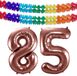 Folat Ballon d'anniversaire en aluminium - 85 ans - or rosé - 86 cm - grand ballon chiffre - incl 2x guirlandes de fête