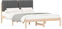 vidaXL Bedframe met gestoffeerd hoofdeinde, donkergrijs, 140 x 190 cm