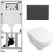 Villeroy & Boch O.novo Toiletset Geberit inbouwreservoir - diepspoel wandcloset - softclose bedieningsplaat bedieningsplaat antraciet mat rechthoekige knoppen - wit
