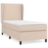 vidaXL Boxspring met matras kunstleer cappuccinokleurig 140x190 cm