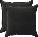 vidaXL - Housse de coussin - 2 pièces - Bois - Noir - 80 x 80 cm - Velours