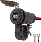 Orbit Electronic ProRide 12V USB Lader Moto - 3 Ports avec Interrupteur/Voltmètre - QC3.0 - Bleu
