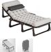 Merkloos / Sans marque Wan GmbH Opklapbed met matras - Draagbaar gastenbed - Comfortabel slapen - 4 verstelbare standen - 190x68 cm - Grijs