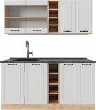 Vicco R-Line Eenpersoonskeuken – 160 cm, WB Antraciet Wit landhuis/gouden eik