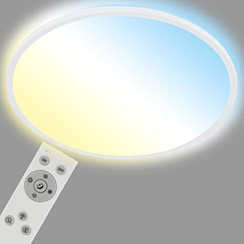 Briloner - LED plafondlamp CCT, LED plafondlamp backlight, ultra plat, dimbaar, afstandsbediening, warm wit, neutraal wit, koel wit, 480x30mm