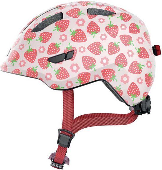 Abus Smiley 3.0 LED Kinderhelm - Pink Strawberry - Maat M (50-55 cm)