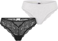 Urban Classics - Allover Lace Brazilian 2-Pack Slip set - XS - Zwart/Wit