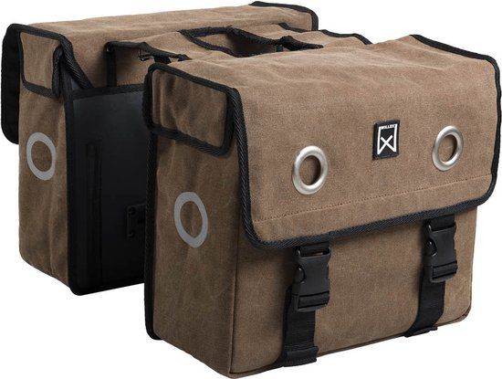 Willex Dubbele Canvas Fietstas - 30 Liter - Bruin