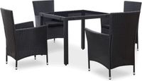 vidaXL Ensemble de jardin 5 pièces Poly rotin noir