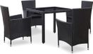 vidaXL Ensemble de jardin 5 pièces Poly rotin noir