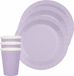 Santex Feest/Verjaardag Servies Set - 20x Gebaksbordjes en Bekertjes - Lila Paars - Karton