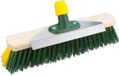 Buemag Houten harde straatbezem - buitenbezem met aluminium schraper - elaston - groen/geel - 40 cm
