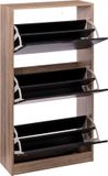 5Five Schoenenkast 3 lades 60x24x118 cm voor 18 paar - bruin/zwart