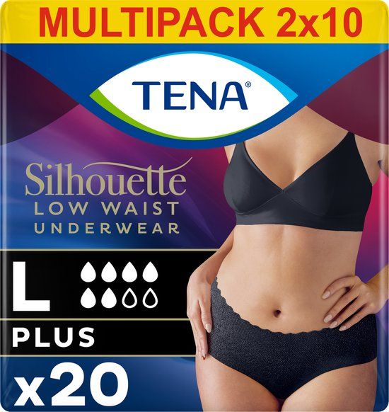 TENA Silhouette Plus - low waist incontinentiebroekjes - Black - L - 20 stuks