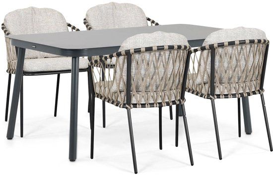 Lifestyle Garden Furniture Morano/Tavano Tuinset 4 personen 160 cm Grijs