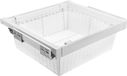 Gedotec ELITE Panier coulissant en acier blanc, profondeur du corps 483 mm, avec système de fermeture en douceur et panier en rotin - largeur du corps 600 mm