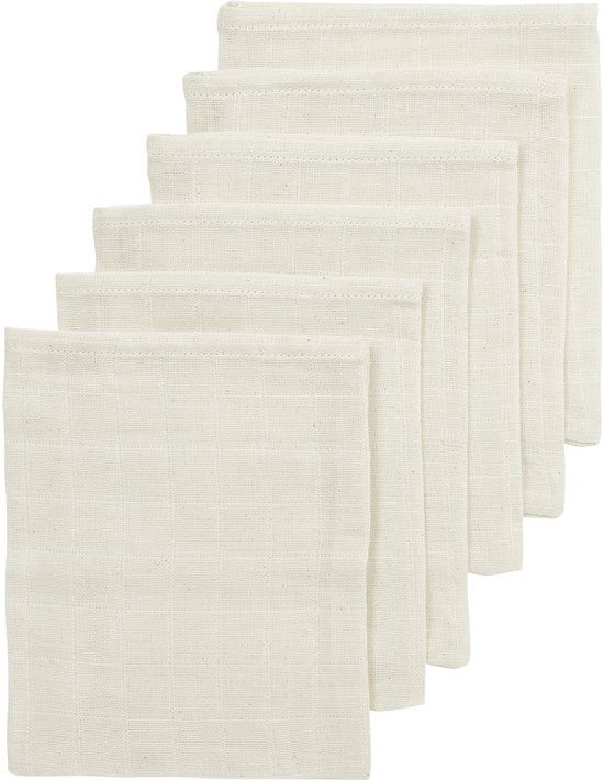 Meyco Baby Nature Washandjes - Hydrofiel - 6-Pack - Katoen - Natural - 20x17cm