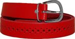 Qoss Leren Smalle Gaatjes Riem Rood | Maat 95
