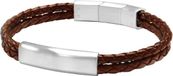 Frank 1967 Audacious Leather Armband 7FB0285 - Zilverkleurig/Bruin - 20+1cm