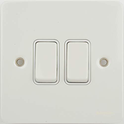 SCHNEIDER ELECTRIC GU1222WPW Ultimate Flat Plate 2-wegschakelaar, 2-weg-schakelaar, metaal, wit