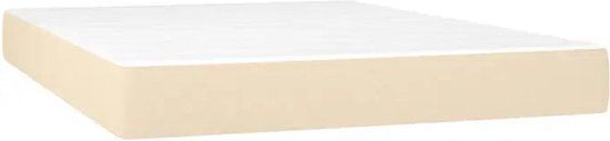 vidaXL Boxspring met matras stof crèmekleurig 140x200 cm