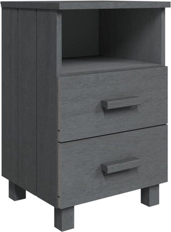 vidaXL Nachtkastje HAMAR 40x35x62 cm massief grenenhout donkergrijs