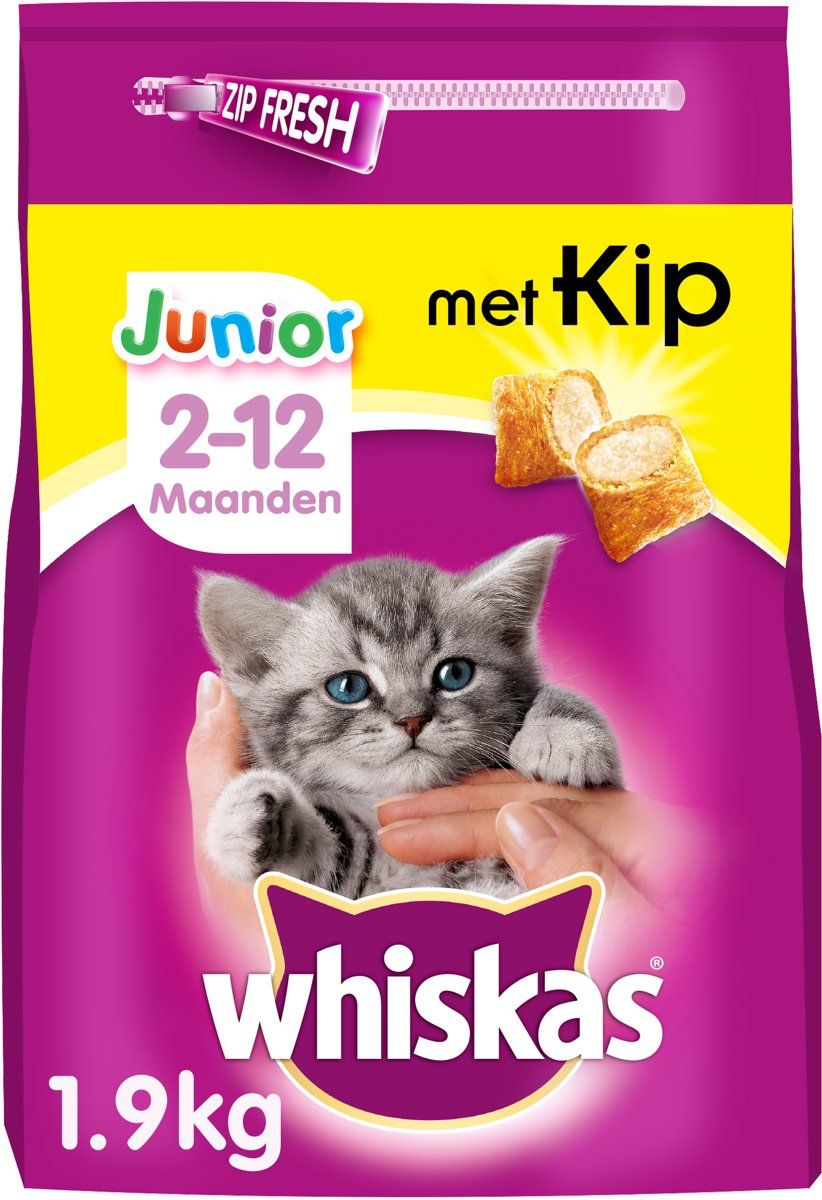 Whiskas Brokjes Junior Kip - Kattenvoer - 6 x 1.9 kg