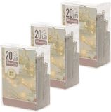 Merkloos Kerstverlichting - 3x - op batterij - warm - wit - 20 lampjes - 2 meter