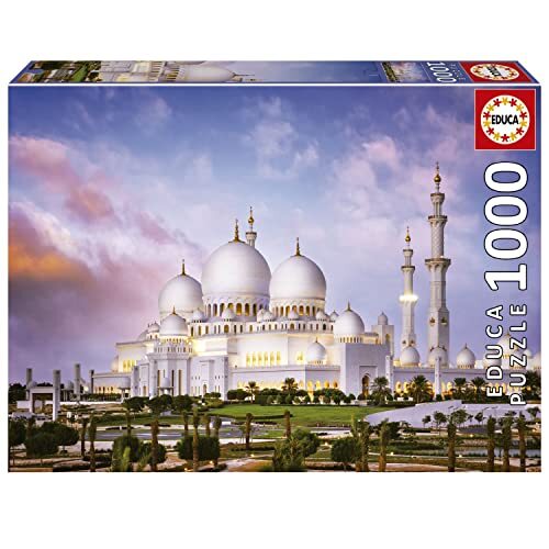 Educa - Sheikh Zayed Grand Mosque | Puzzel 1000 stukjes | Afmetingen ca. één keer opgebouwd: 68 x 48 cm | incl. Staart Fix-puzzel om een keer de montage op te hangen. 14 jaar (19644)