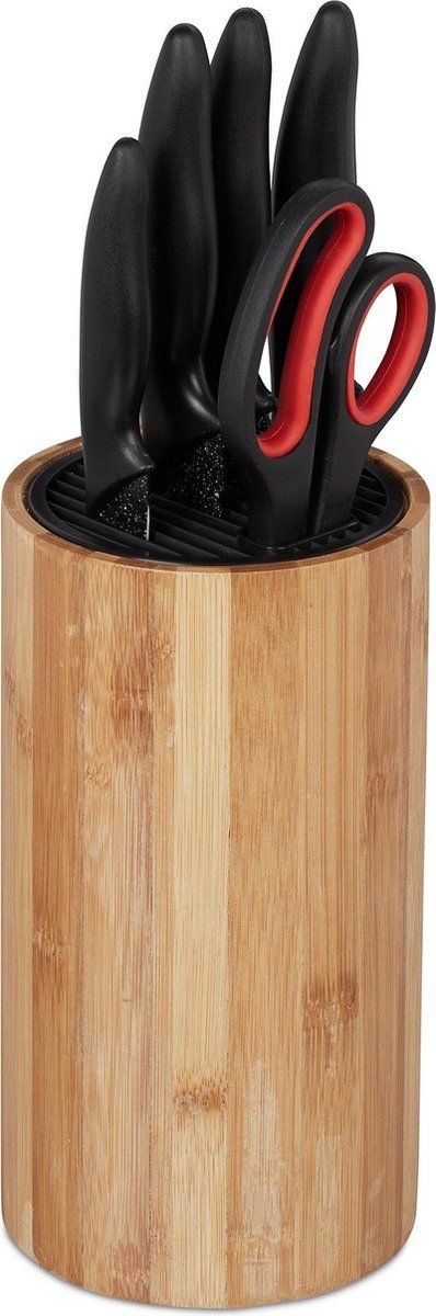 Relaxdays Messenblok Zonder Messen - Bamboe - Messenhouder - Messenstandaard - 10 Messen