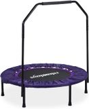 Relaxdays Opvouwbare Trampoline met Beugel - Fitness - Indoor - Zwart-Paars