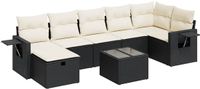 vidaXL 8-delige loungeset met kussens, polyrattan, zwart