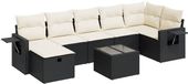 vidaXL 8-delige loungeset met kussens, polyrattan, zwart