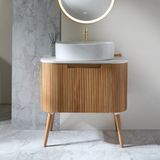 Hudson Reed Chalton 80cm unité de lavabo cannelé incurvé en chêne avec lavabo ovale