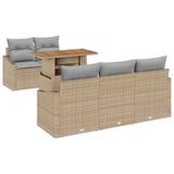 vidaXL Tuinbank Set 6-delig Beige en Grijs